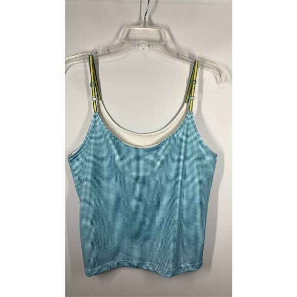 Tail Women's Gingham Adjustable Spaghetti Strap Tank Top Blue Size Large - Picture 1 of 8